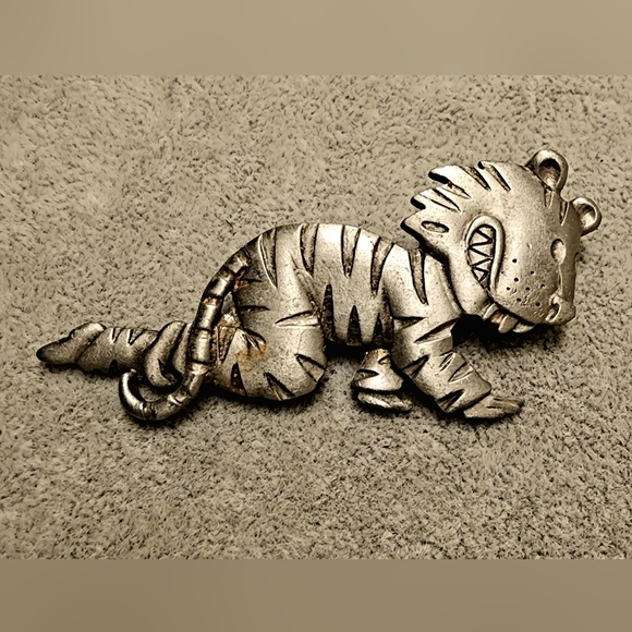 Vintage JJ pewter tone oversized costume tiger boy, funny, quirky, campy - Picture 1 of 5